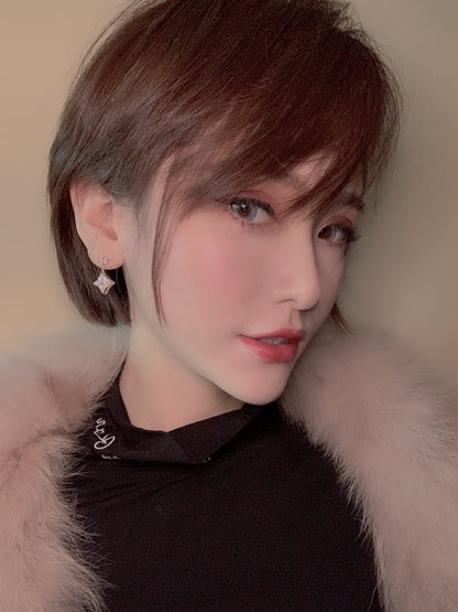 [OrnoraJewelry]DOUBLE OrnoraPINK GOLD MOP DROP EARRINGS