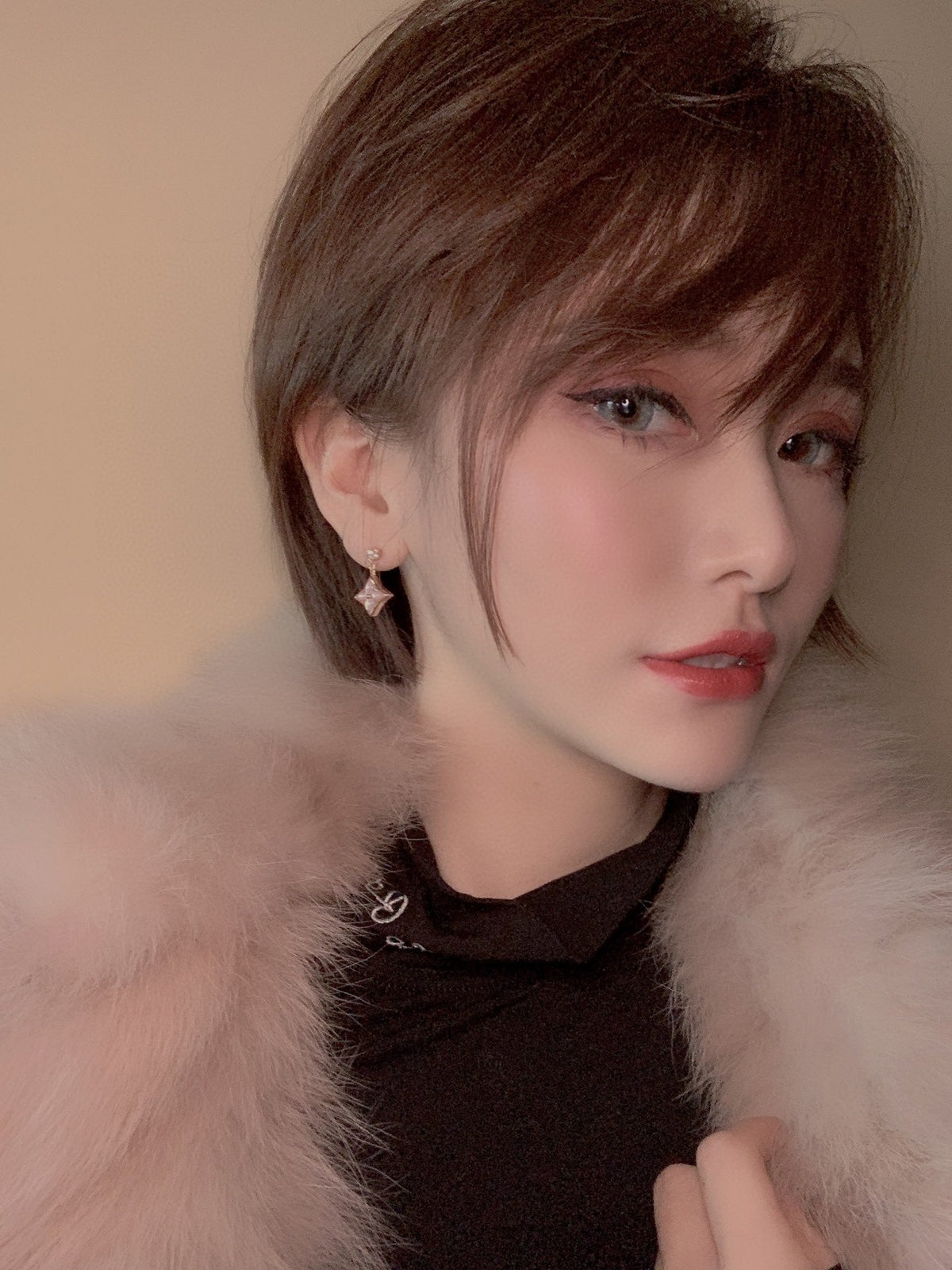 [OrnoraJewelry]DOUBLE OrnoraPINK GOLD MOP DROP EARRINGS