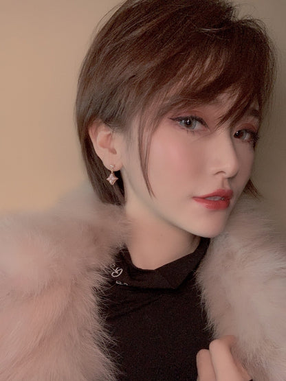 [OrnoraJewelry]DOUBLE OrnoraPINK GOLD MOP DROP EARRINGS