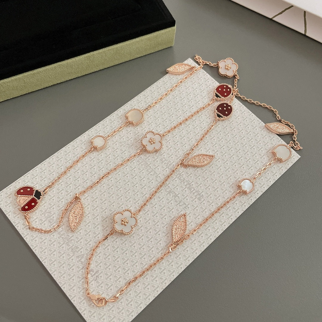 [OrnoraJewelry]LUCKY SPRING 15 MOTIFS ROSE GOLD NECKLACE