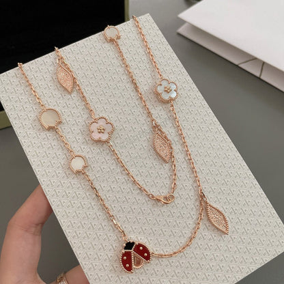 [OrnoraJewelry]LUCKY SPRING 15 MOTIFS ROSE GOLD NECKLACE