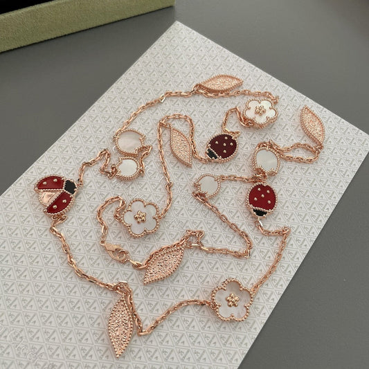 [OrnoraJewelry]LUCKY SPRING 15 MOTIFS ROSE GOLD NECKLACE