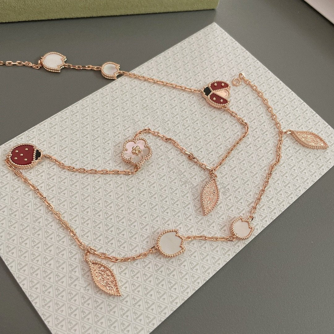 [OrnoraJewelry]LUCKY SPRING 15 MOTIFS ROSE GOLD NECKLACE