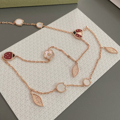 [OrnoraJewelry]LUCKY SPRING 15 MOTIFS ROSE GOLD NECKLACE