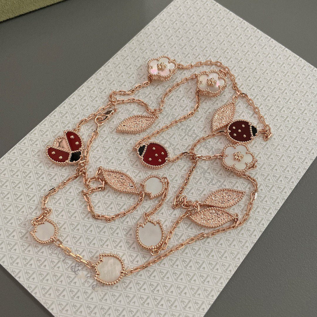 [OrnoraJewelry]LUCKY SPRING 15 MOTIFS ROSE GOLD NECKLACE