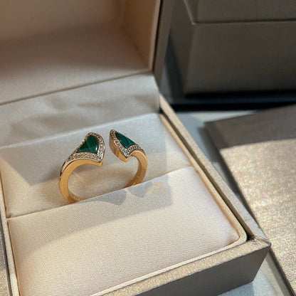 [OrnoraJewelry]DREAM MALACHITE DIAMOND OPEN RING