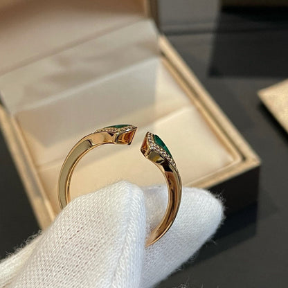 [OrnoraJewelry]DREAM MALACHITE DIAMOND OPEN RING