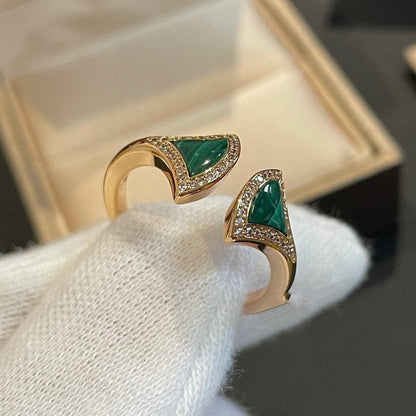 [OrnoraJewelry]DREAM MALACHITE DIAMOND OPEN RING