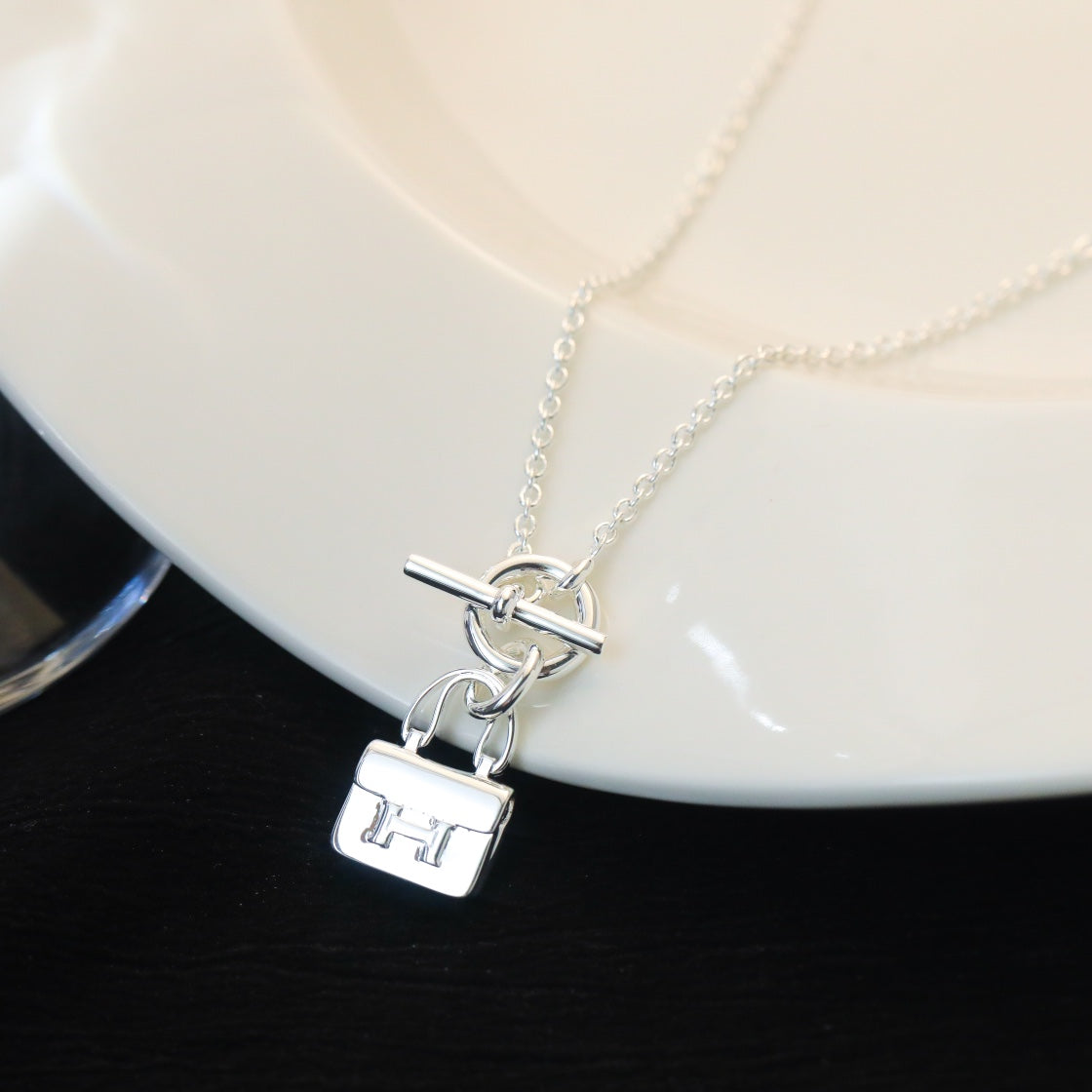 [OrnoraJewelry]POP H PEDANT SILVER NECKLACE