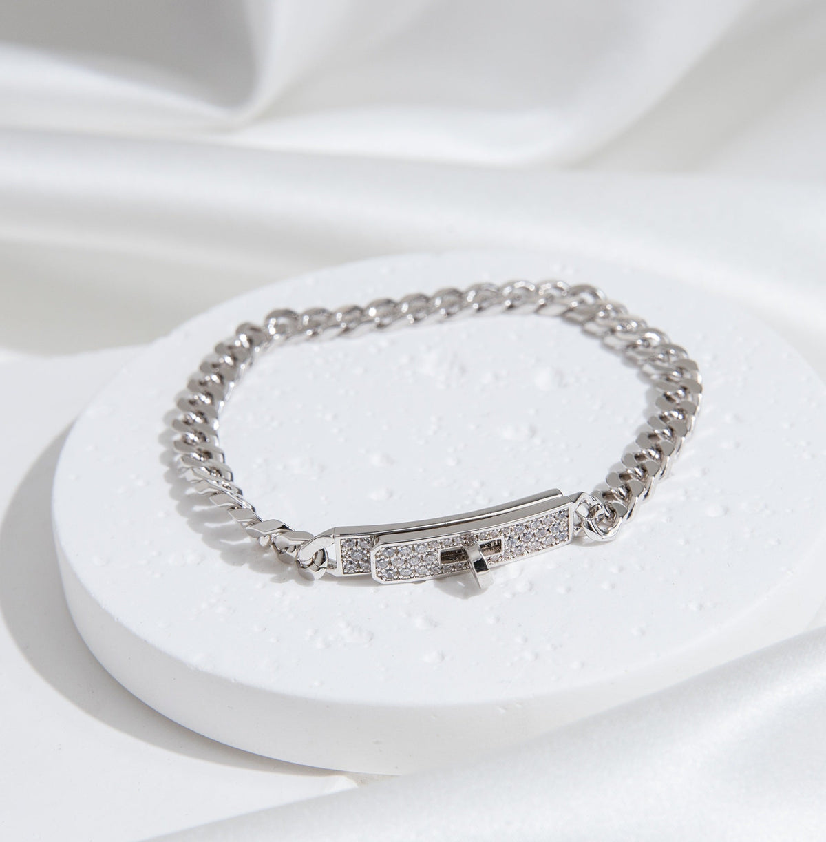[OrnoraJewelry]KELLY CHAIN SILVER DIAMOND BRACELET