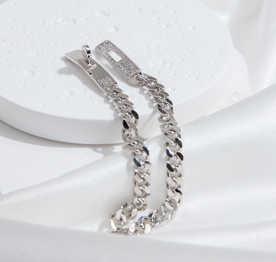 [OrnoraJewelry]KELLY CHAIN SILVER DIAMOND BRACELET