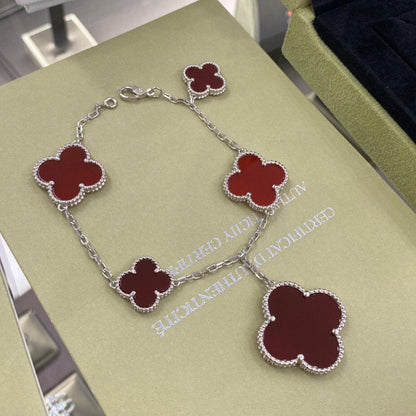[OrnoraJewelry]CLOVER 5 MOTIFS SIVLER CARNELIAN BRACELET