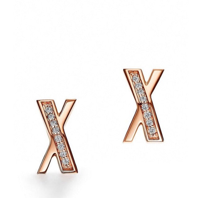 [Ornora Jewelry]X EARRINGS ROSE GOLD DIAMONDS