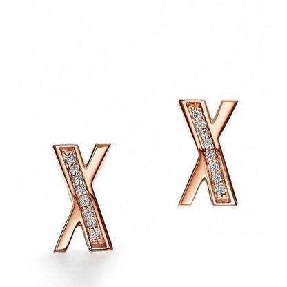 [Ornora Jewelry]X EARRINGS ROSE GOLD DIAMONDS