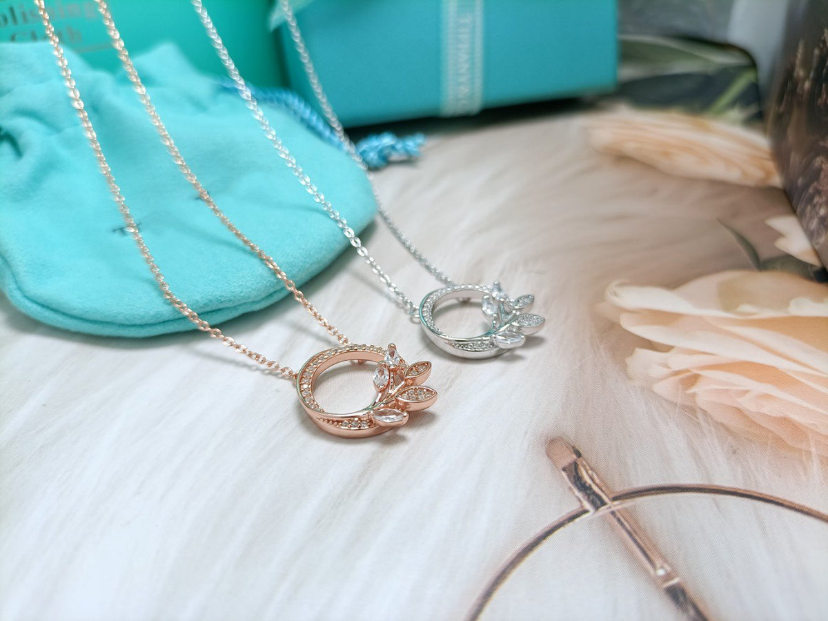 [Ornora Jewelry]DIAMOND VINE CIRCLE PENDANT PLATINUM NECKLACE