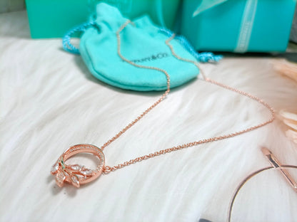 [Ornora Jewelry]DIAMOND VINE CIRCLE PENDANT PLATINUM NECKLACE