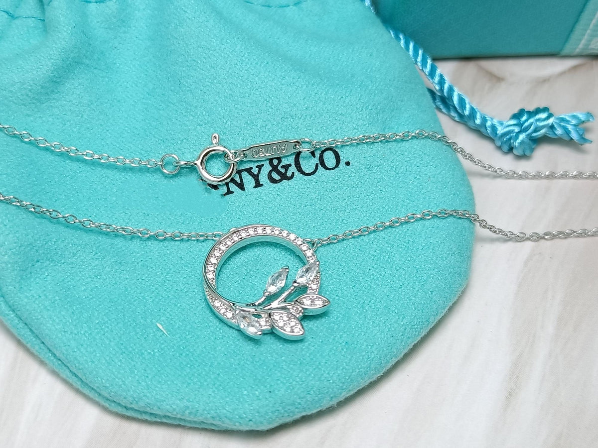 [Ornora Jewelry]DIAMOND VINE CIRCLE PENDANT PLATINUM NECKLACE
