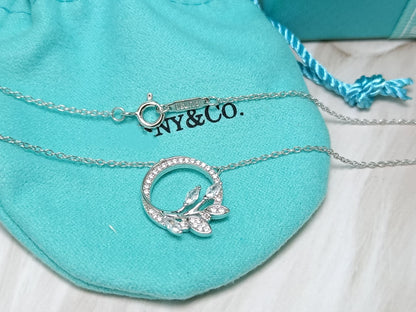 [Ornora Jewelry]DIAMOND VINE CIRCLE PENDANT PLATINUM NECKLACE