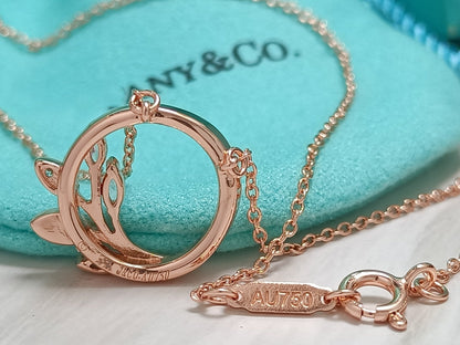 [Ornora Jewelry]DIAMOND VINE CIRCLE PENDANT PLATINUM NECKLACE