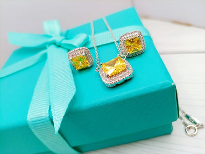 [Ornora Jewelry]SPARKLERS CITRINE GEMSTONE PENDANT NECKLACE STERLING SILVER