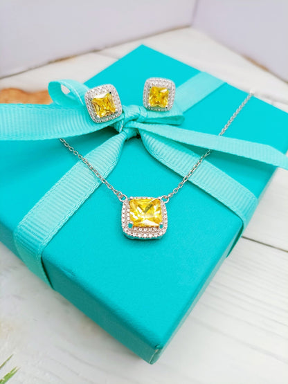 [Ornora Jewelry]SPARKLERS CITRINE GEMSTONE PENDANT NECKLACE STERLING SILVER
