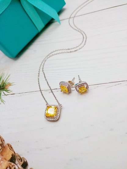 [Ornora Jewelry]SPARKLERS CITRINE GEMSTONE PENDANT NECKLACE STERLING SILVER