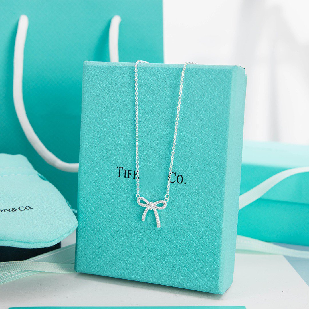 [Ornora Jewelry]RIBBON NECKLACE BOW PENDANT DIAMOND CHARM CHAIN