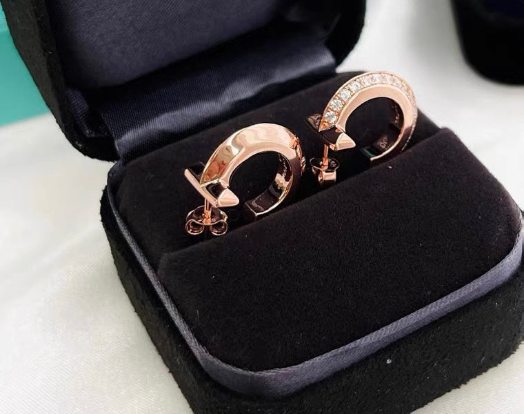 [Ornora Jewelry]HOOP EARRINGS IN ROSE GOLD WITH DIAMONDS