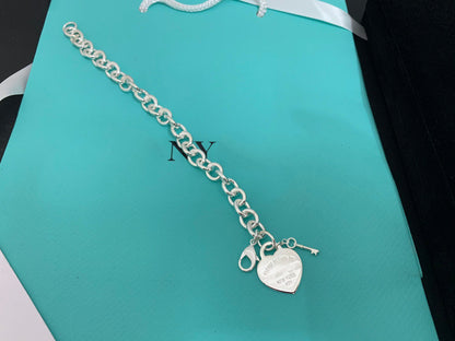 [Ornora Jewelry]KEY HEART CARD CHUNKY INTERLOCKING BRACELET LENGTH