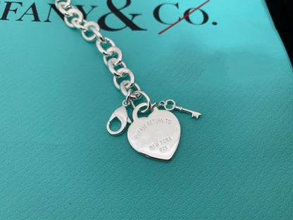 [Ornora Jewelry]KEY HEART CARD CHUNKY INTERLOCKING BRACELET LENGTH