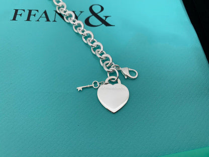 [Ornora Jewelry]KEY HEART CARD CHUNKY INTERLOCKING BRACELET LENGTH