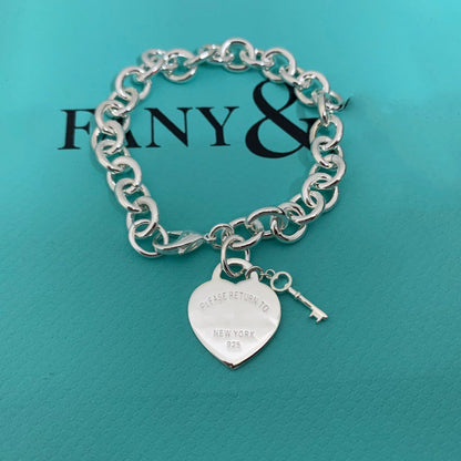 [Ornora Jewelry]KEY HEART CARD CHUNKY INTERLOCKING BRACELET LENGTH