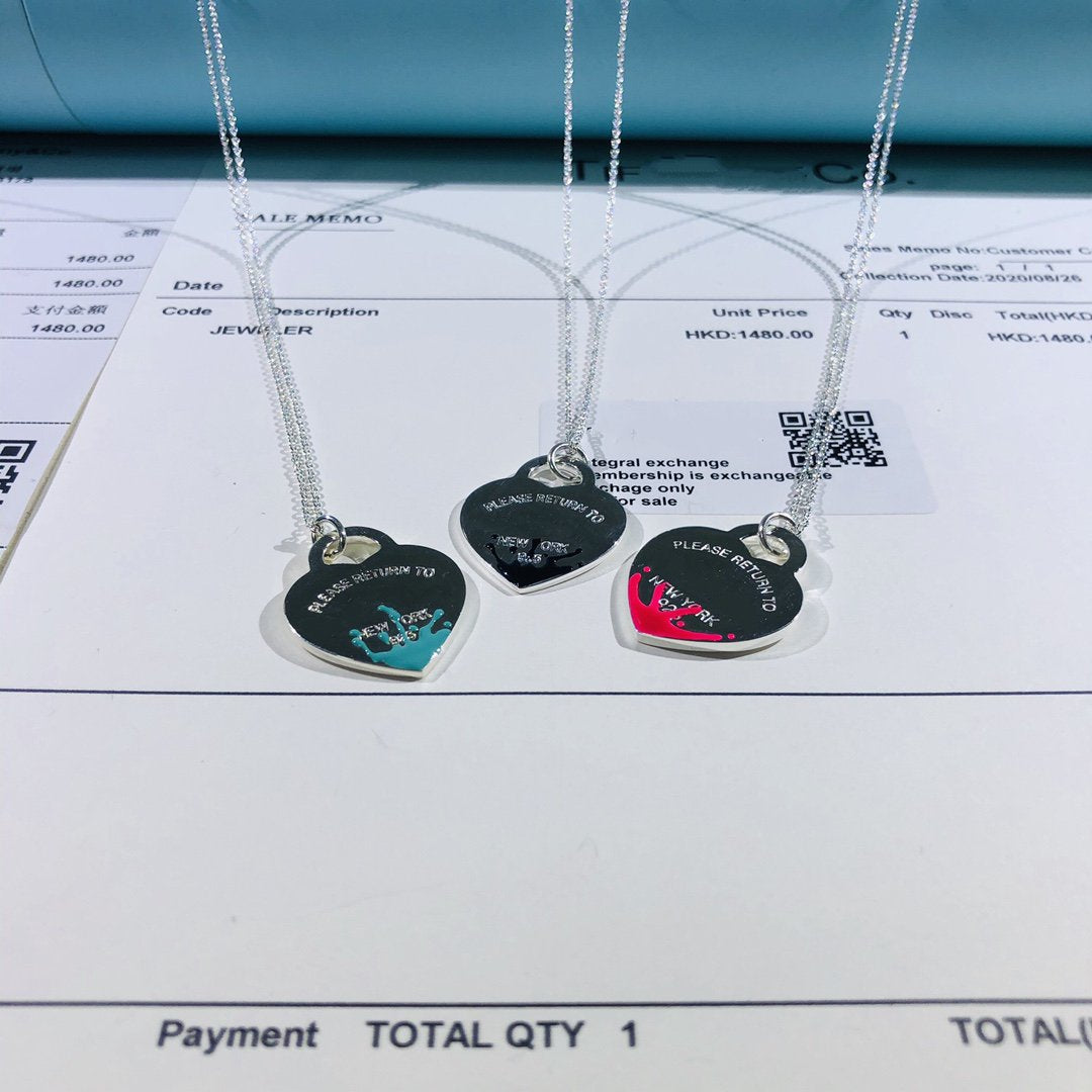[Ornora Jewelry]COLOUR HEART SPLASH TAG NECKLACE