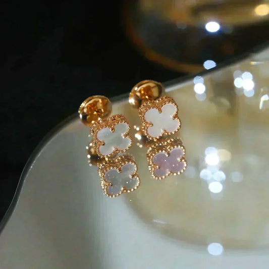 [OrnoraJewelry]CLOVER MINI 9.5MM WHITE MOP EARRINGS