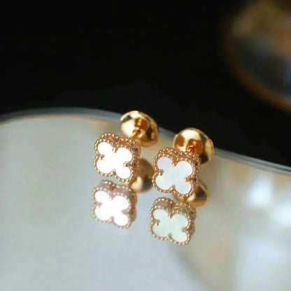 [OrnoraJewelry]CLOVER MINI 9.5MM WHITE MOP EARRINGS