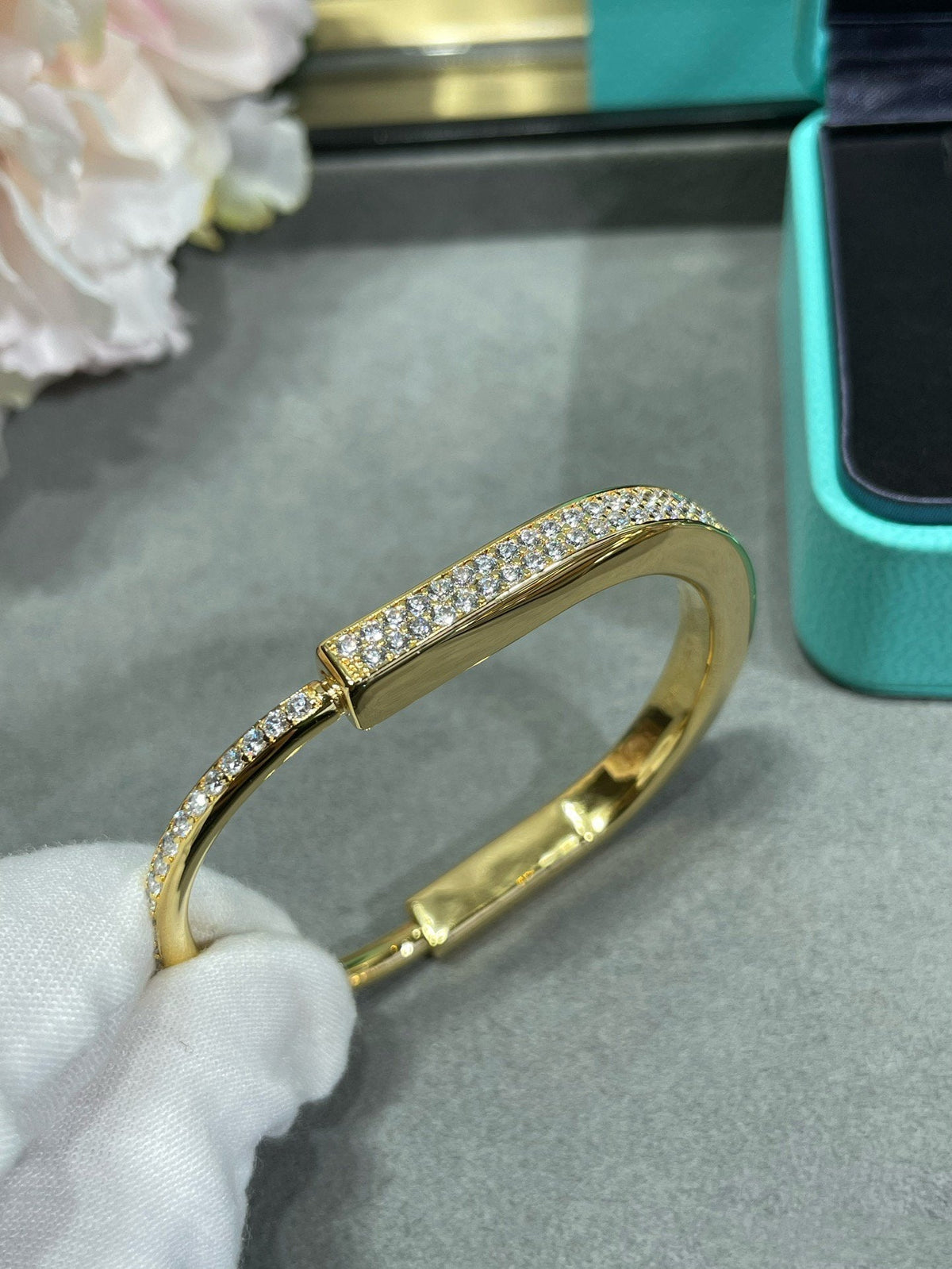 [Ornora Jewelry]LOCK BRACELET DIAMOND PAVED