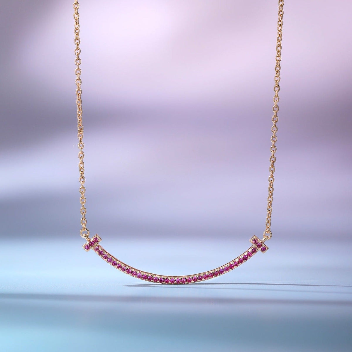 [Ornora Jewelry]BIG SMILE PEDANT PINK DIAMOND NECKLACE