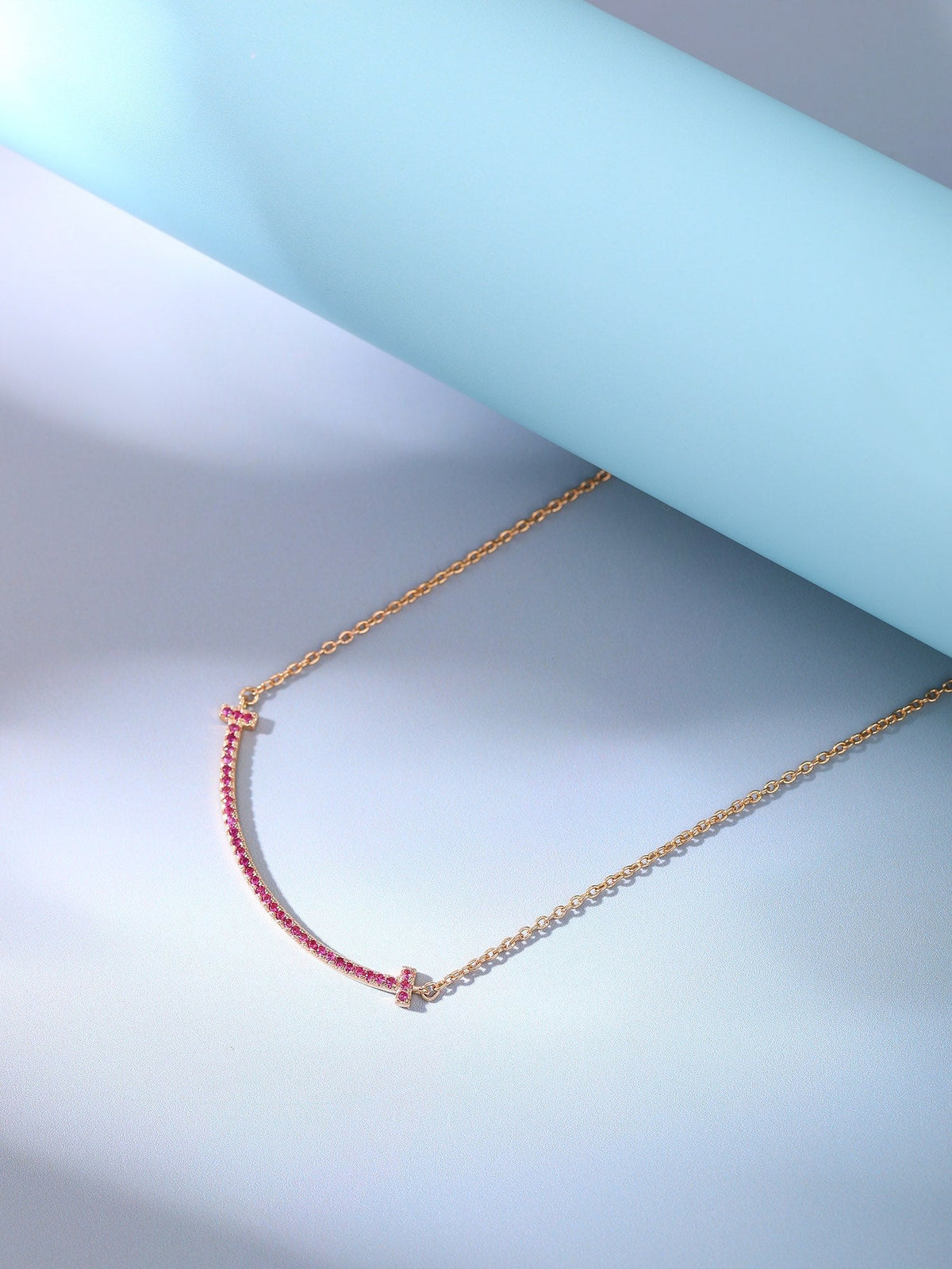 [Ornora Jewelry]BIG SMILE PEDANT PINK DIAMOND NECKLACE