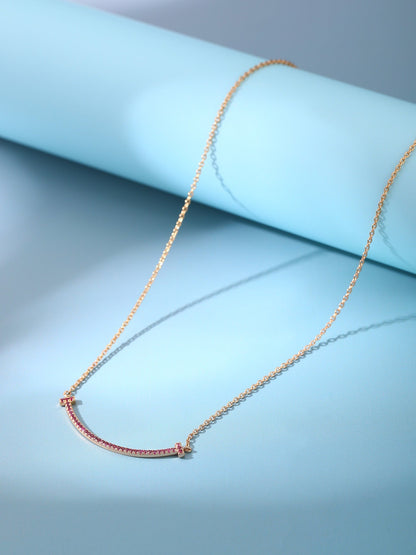 [Ornora Jewelry]BIG SMILE PEDANT PINK DIAMOND NECKLACE