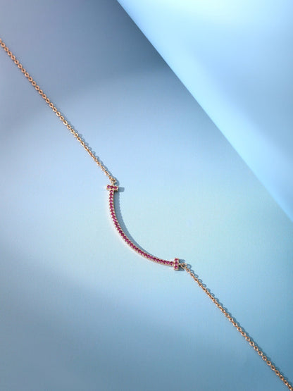 [Ornora Jewelry]BIG SMILE PEDANT PINK DIAMOND NECKLACE