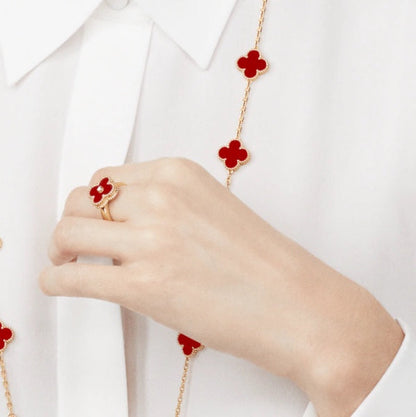 [OrnoraJewelry]CLOVER CARNELIAN RING ROSE GOLD DIAMOND