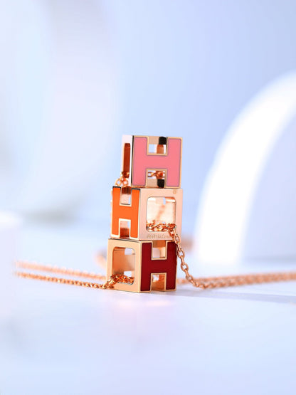 [OrnoraJewelry]H CAGE PINK GOLD NECKLACE