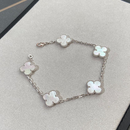 [OrnoraJewelry]CLOVER WHITE PEARL MOP 5 MOTIF BRACELET COLLECTION