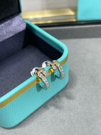 [Ornora Jewelry]EDGE DIAMOND PINK GOLD EARRINGS
