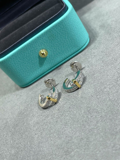 [Ornora Jewelry]EDGE DIAMOND PINK GOLD EARRINGS