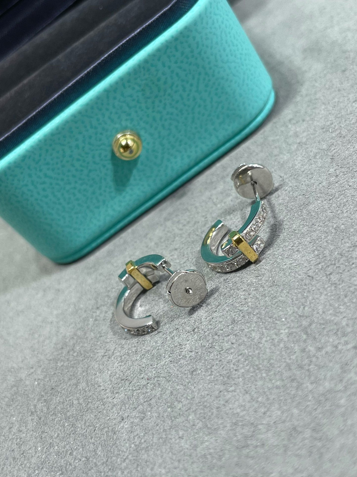 [Ornora Jewelry]EDGE DIAMOND PINK GOLD EARRINGS