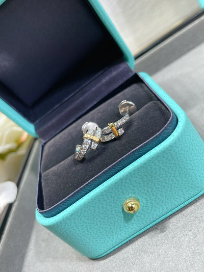 [Ornora Jewelry]EDGE DIAMOND PINK GOLD EARRINGS