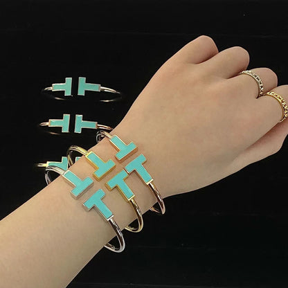 [Ornora Jewelry]T WIDE TURQUOISE OPEN BRACELET