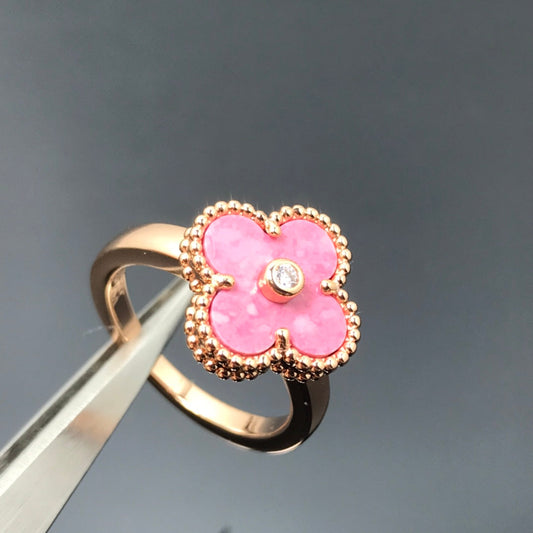 [OrnoraJewelry]CLOVER RHODONITE ROSE GOLD RING