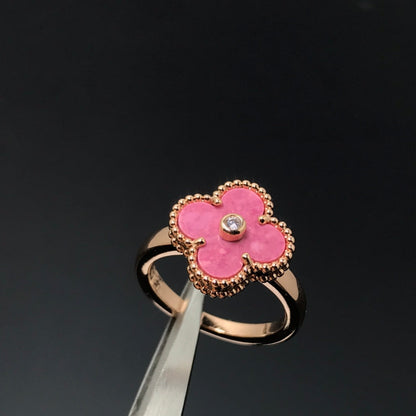 [OrnoraJewelry]CLOVER RHODONITE ROSE GOLD RING